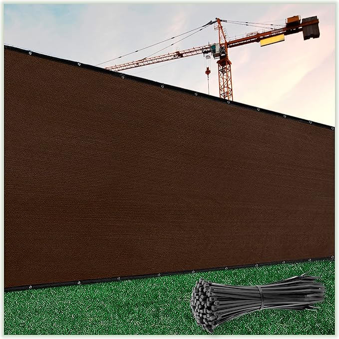ColourTree Customized Size 6' x 71' Brown Fence Screen Privacy Screen - Commercial Grade 170 GSM - Heavy Duty - 3 Years Warranty - Cable Zip Ties Included