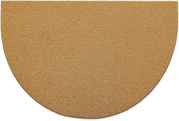 OLANLY Half Circle Front Door Mat, Low Profile Doormat, Stain and Fade Resistant, Easy to Clean, for Indoor and Outdoor Entrances, Patio Porch or Entryway, Brown (35x23 Inch, Plain Brown)