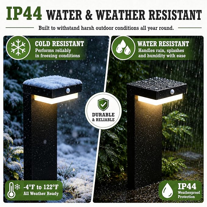 20.5" Solar Pathway Lights - Walkway Solar Lights for Outside - PIR Sensor & Two Lighting Modes - Rechargeable Battery Lasts Up to 55 Hours - 3000K - IP44 Weather Resistant - 4 Pack