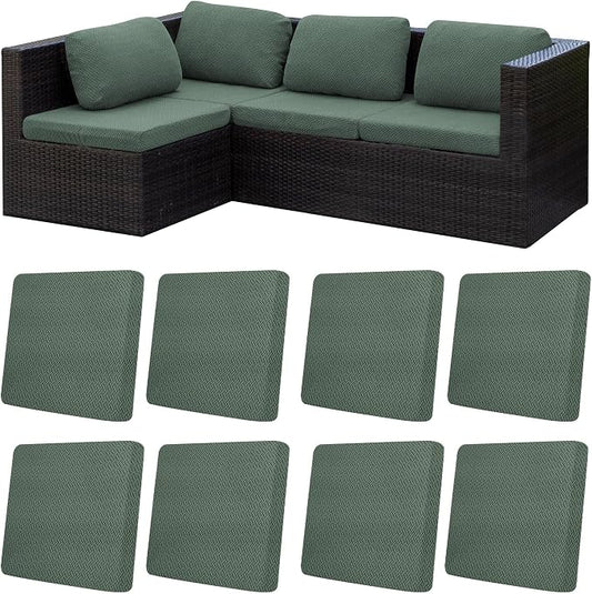 8Pcs Patio Cushion Covers,Outdoor Cushions Covers,Stretch Cushion Covers Replacement, Washable and Reusable Furniture Protectors(Matcha Green)