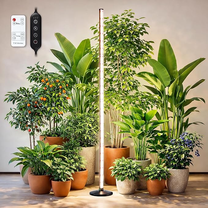 Plant Grow Lights Indoor – 64.5'' Tall Full Spectrum Plant Growing Lamps with 660nm, 3000K & 6000K LEDs, 36W Grow Lights for Indoor Plants with Dual Auto Timer (4H/8H/12H) & Remote Control