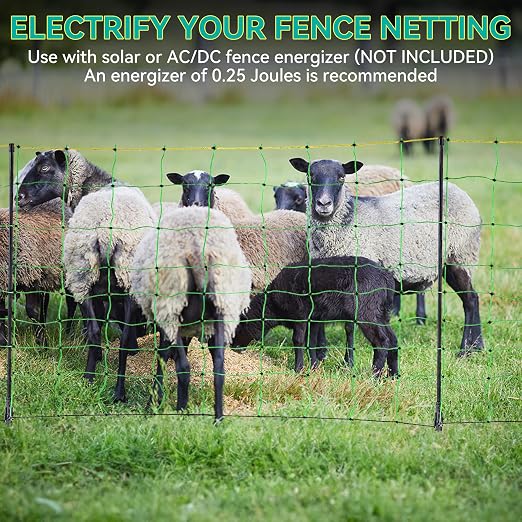 PPOLB Electric Fence Netting - 35.4" H x 164' L, Portable Movable Livestock Nets Mesh for Goats, Sheep, Hogs, Dog, All-Purpose Electric Fencing for Backyards, Homesteaders, Farms Ranches, and Gardens