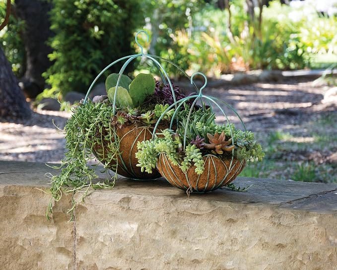 SuperMoss (80300) Leeds Sphere Metal Hanging Basket – Modern Hanging Planter for Indoor & Outdoor Plants – Decorative Metal Hanging Basket for Home, Patio, Garden & Balcony Décor, Small (10"), Patina