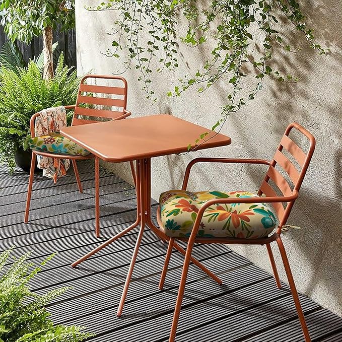 LVTXIII Outdoor/Indoor Tufted Seat Cushion, Decorative Wicker Chair Pads All Weather Seat Cushion Sets for Patio Garden Home Office Furniture, 19"x19"x4", Round Back, Pack of 2, Flower Multi