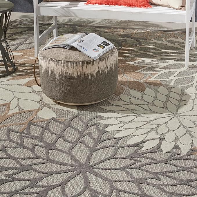Nourison Home Aloha Natural 7'10" x 10'6" Area Rug - Easy Clean, Non Shedding, Bed Room, Living Room, Dining Room, Kitchen (8' x 11')