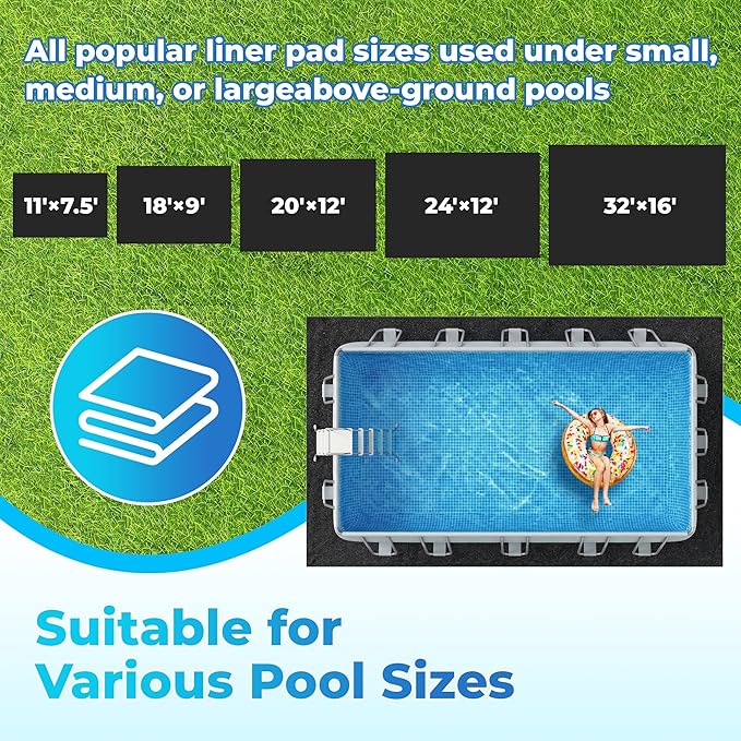 AquaJoyer 18' x 9' Rectangle Thicker Heavy Duty Pool Liner Pad for Above Ground Pool, Pool Padding Underlayment for Pool Bottom, Protects Pool Prevents Punctures Weed Barrier Comfortable underfoot