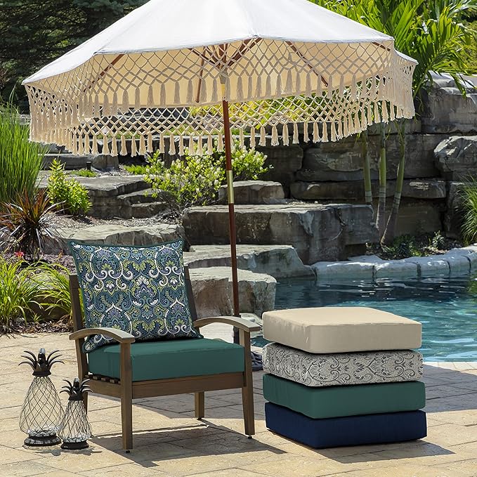 Arden Outdoor Deep Seat Cushion Set (2-Pack), 24 in x 24 in, Weather-Proof, Rain-Proof, Fade Resistant Patio Cushion for Chair, Sofa, and Couch Sapphire Aurora Blue Damask