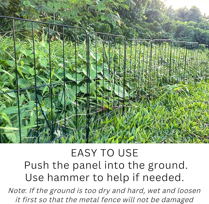 ShopLaLa Decorative Garden Fence Animal Barrier (10 Panels) 12in(L) x 24in(H) Rustproof Metal Wire Flower Bed Edging for Landscape with Swan Up Down Design, Border Panels Fencing Yard Patio Outdoor