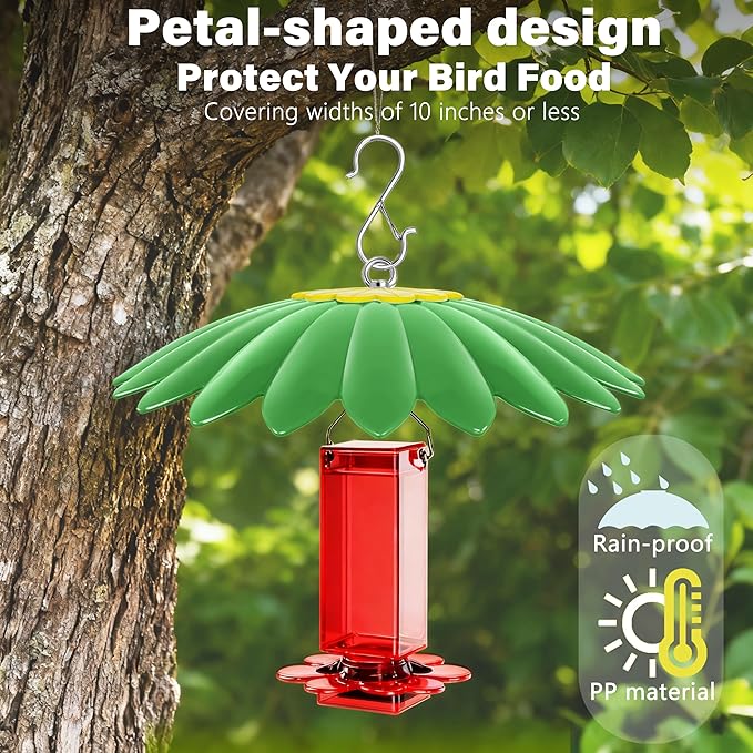 10.5 inch Hummingbird Feeder Shade Dome Cover,Rain Guard,Weather Guard for Bird Feeder, Umbrella Cover for Bird House for Outdoor,Squirrel Baffle,Flower Design(Green)