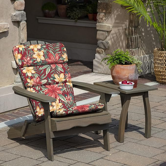 Arden Outdoor Adirondack or Rocking Chair Cushion, 20 x 17, Rain-Proof, Fade Resistant 17 x 20, Ruby Clarissa
