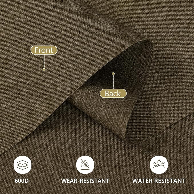 Waterproof Canvas Fabric by The Yard, 58inch 600D Upholstery Fabric Polyester Material Outdoor Water Resistant Material for Sewing Chair Patio Cushion Bag Seat Repair, 8 Yard Yellow Brown
