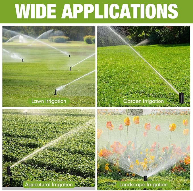 8 Pack Pop Up Sprinkler Heads with Screwdriver & Nozzle, Compatible with 5000 Series Gear Drive Rotor Sprinklers, Adjustable 25-360° Pattern, 25-50FT Spray Distance for Garden Irrigation