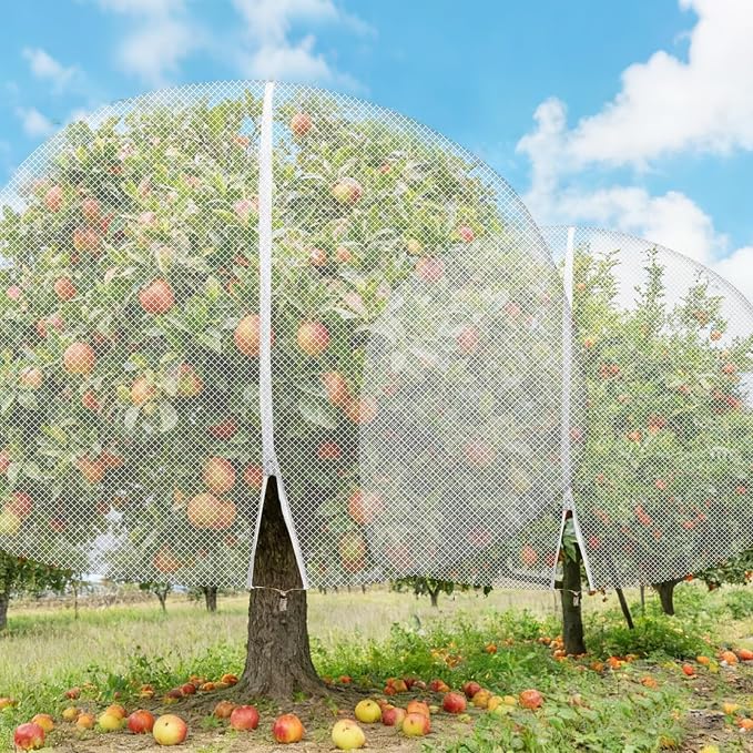 1Pcs 15ft x 15ft Extra Large Fruit Tree Netting Cover with Zipper and Drawstring Garden Plant Protector Bird Barrier for Blueberry Bushes Ultra Fine Mesh Garden Netting for Birds Squirrels Cicadas