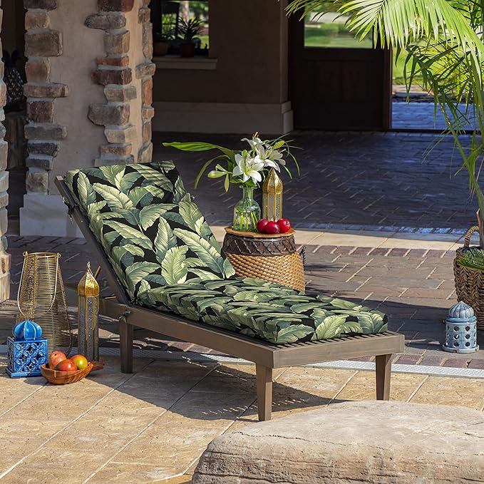 Arden Outdoor Chaise Cushion, 21 in x 72 in, Weather-Proof, Rain-Proof, Fade Resistant Patio Cushion for Chaise Lounger Onyx Cebu