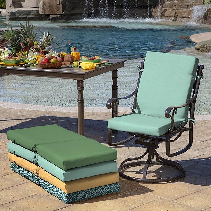 Arden Outdoor Midback Chair Cushion, 18 x 16.5, Aqua Leala