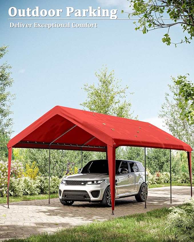 Carport Canopy Replacement Cover 12x20 Heavy Duty Outdoor Portable Car Canopy Oxford Waterproof UV & Tear Resistant Garage Canopy with Ball Bungees (Frame is Not Included)