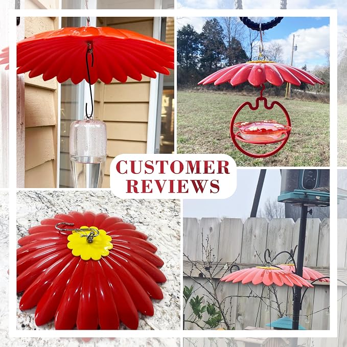 10.5 inch Hummingbird Feeder Shade Dome Cover,Rain Guard,Weather Guard for Bird Feeder, Umbrella Cover for Bird House for Outdoor,Squirrel Baffle,Flower Design(Red).