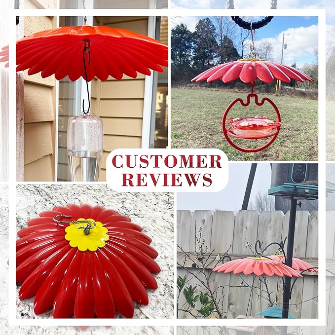 13.5 inch Bird Feeder Rain Guard,Hummingbird Feeder Shade Dome Cover,Umbrella Cover for Bird House for Outdoor,Squirrel Baffle(Red) 2 Pack