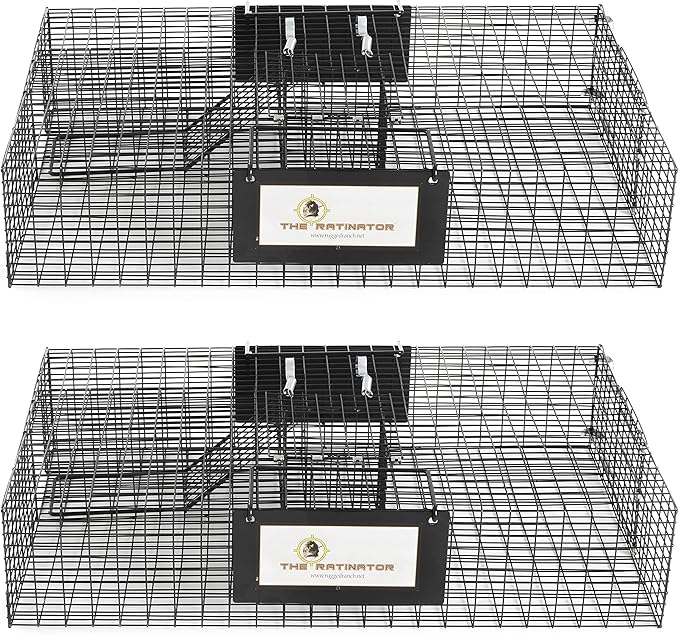 Rugged Ranch 2-Pack Ratinator Indoor or Outdoor Multi-Catch Rat Trap - Humane Live Cage Catcher, Rodent Control for Homes, Barns, Attics, Garages, Sheds, Gardens and Farms