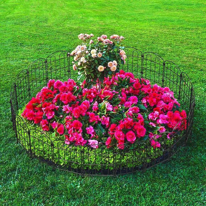 CADUKE 28 Pack Garden Fence Border, 24in(H) x 30ft(L) Metal Garden Fence, Rustproof No Dig Landscape Fence Panels, Arched Wire Flower Bed Fence, Animal Barrier for Dog Rabbit Yard Patio