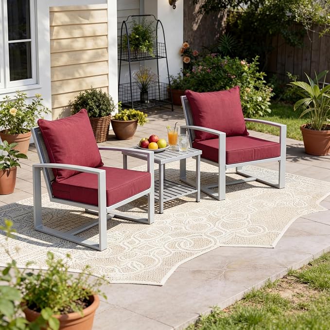 Art Leon 22x 24 Outdoor Seat Cushion 28D High Density Foam Patio Chair Cushions with Non-Slip Backing Patio Cushions for Patio Furniture Porch Swing Garden Bench Camping Stadium Red