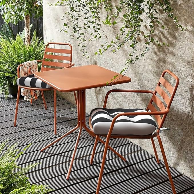 LVTXIII Outdoor Seat Cushions Seasonal Tufted Chair Cushions, Patio Chair Pads for Dining Chairs, Office Armchairs and Garden Furniture Decoration(Round Back, 19”x19”x4”, Cabana Black, 2 Pack)