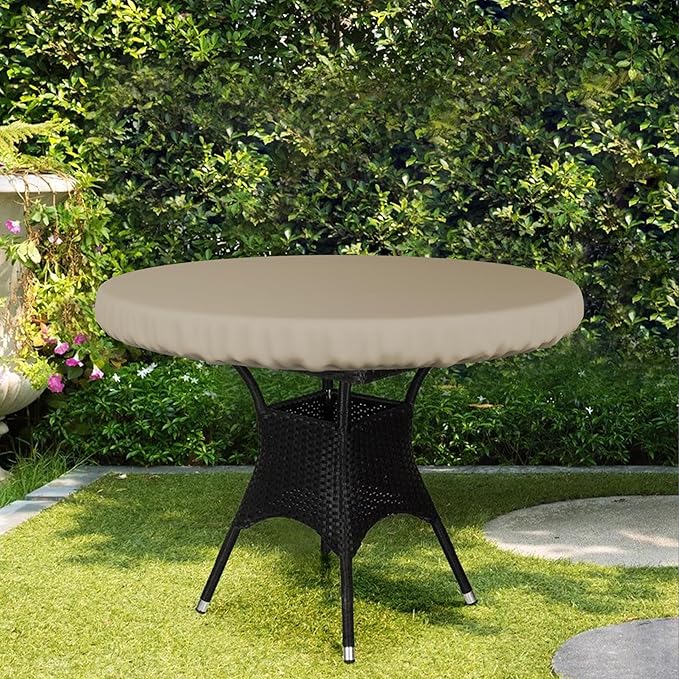 Covers & All Round Table Top Cover, 12 Oz Waterproof UV & Weather Resistant Patio Table Cover, Outdoor Table Cover for Patio Outdoor Furniture & Coffee Table (36" Dia x 4" H Inches, Beige)