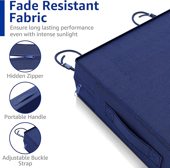 YENING 24x24 Memory Foam Outdoor Chair Cushions Waterproof 4 Inch Extra Thick Patio Seat Pads for Furniture Navy Blue Set of 2