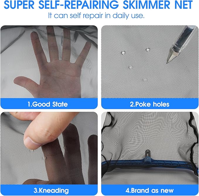 TidyMister 3-in-1 Pool Cleaning Kit Full Set - 18in Rounded End Pool Brush & Ergonomic Pool Vacuum Head with Wheels& Pool Nylon Net Fine Mesh for Above Ground In-ground Pools, Spas, Hot Tubs