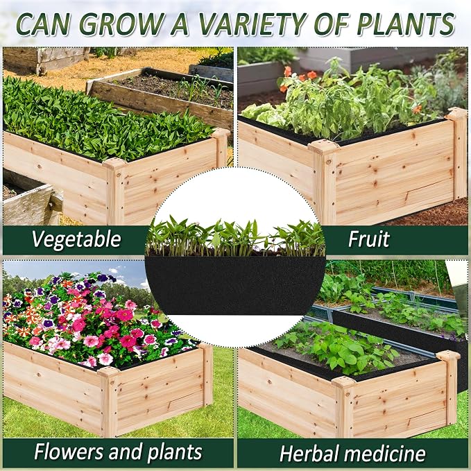 1PCS Raised Garden Bed Liner Fabric Raised Garden Bed Breathable Drainage Rectangle Grow Bags with Handles Fabric Garden Bed for Outdoor Garden Bed Holds Soil - 8ft x 4ft x 1ft