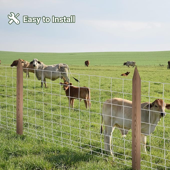 Farm Fence 4.5FT x 100FT, Galvanized Cattle Fence | Heavy Zinc Coating Wire Fencing, 14GA Livestock Fence, Goat Fence, Hog Wire Fencing Perfect for Livestock, Animals Protection