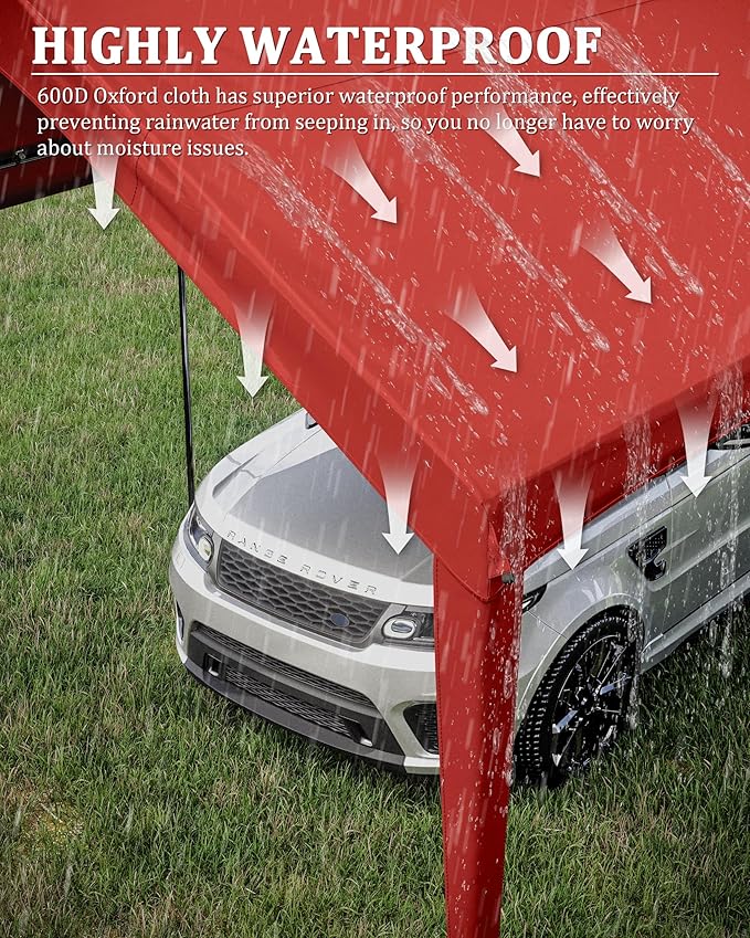 Carport Canopy Replacement Cover 12x20 Heavy Duty Outdoor Portable Car Canopy Oxford Waterproof UV & Tear Resistant Garage Canopy with Ball Bungees (Frame is Not Included)