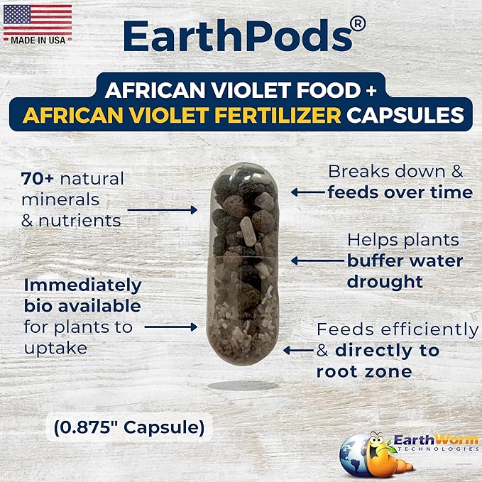 EarthPods® Organic African Violet Fertilizer Spikes – 100 African Violet Food Capsules - Made in USA