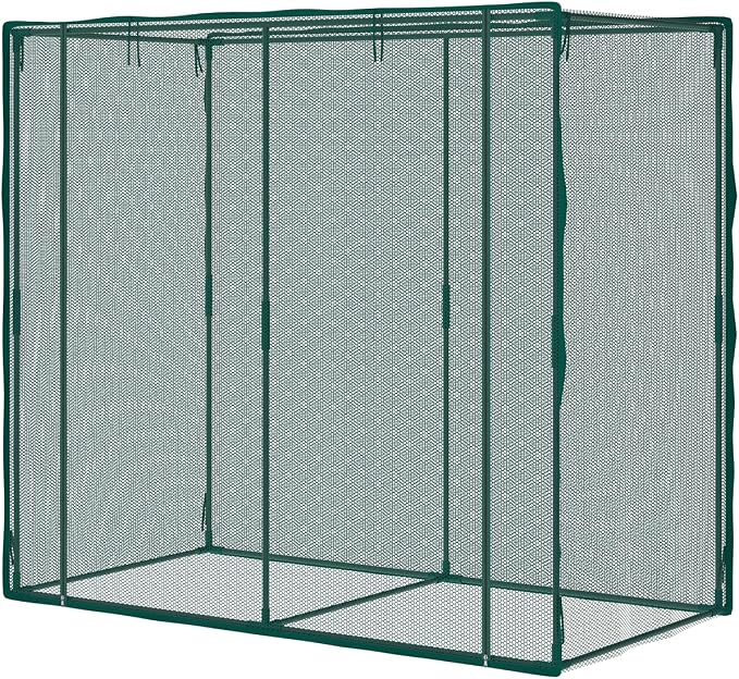 Crop Cage for Garden,1 Roll-Up Zippered Doors Plant Netting Cover with Durable Steel Frame,Storage Bag, and Ground Stakes, Bug & Insect Protection for Vegetables, Fruits, and Raised Beds 6.6*3.3*6.0ft