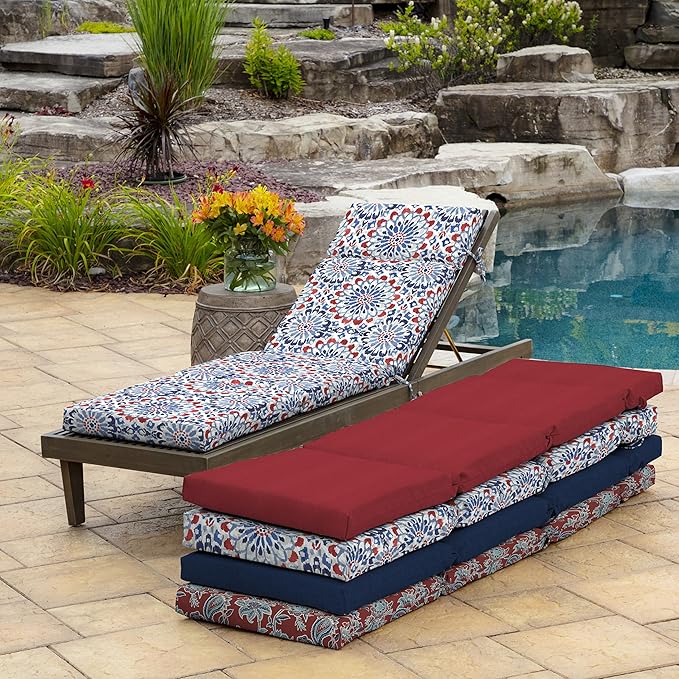 ARDEN Outdoor Chaise Cushion, 21 in x 72 in, Weather-Proof, Rain-Proof, Fade Resistant Patio Cushion for Chaise Lounger Clark Blue