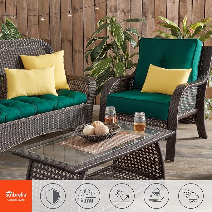 Greendale Home Fashions Outdoor 2-Piece Sunbrella Premium Deep Seat Cushion Set, Canva Forest