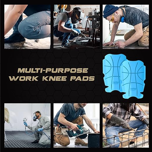 Breathable Pocket Knee Pad Insert for Work Pants/Bibs, Uniforms, and Tactical Pants, Men’s Heavy Duty Pocket Knee Pads for Construction, Flooring, and Garage, 11.5''×7.9''×0.45'', Blue