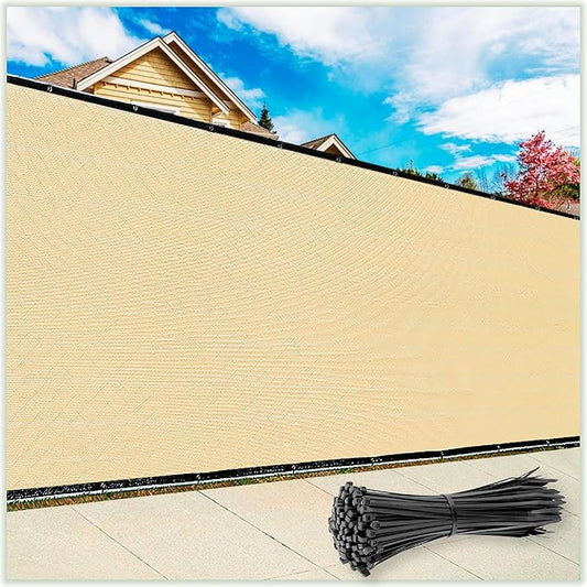 ColourTree Customized Size 6' x 24' Beige Fence Screen Privacy Screen - Commercial Grade 170 GSM - Heavy Duty - 3 Years Warranty - Cable Zip Ties Included