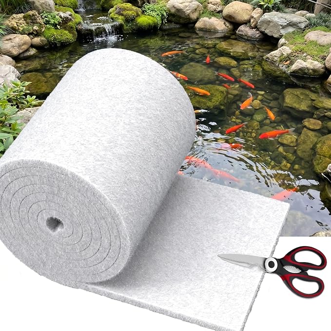 Pond Filter Pad, 12"x72"x1.1" – 6 sq ft White Reusable & Washable Foam Media for Outdoor Fish Ponds, Aquariums & Water Gardens