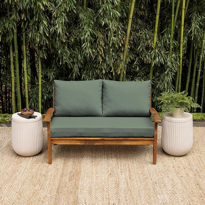 Arden earthFIBER Outdoor Loveseat Cushion Set, 48 x 24, Rain-Proof, Fade Resistant, Loveseat Bottom and 2 Back Cushions for Loveseat, Bench, and Swing Sage Green Texture