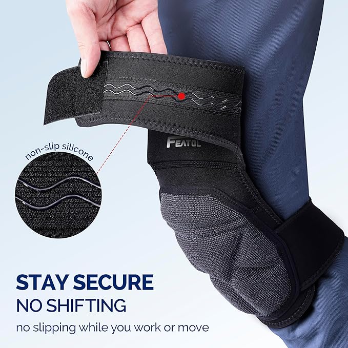 FEATOL Gardening Knee Pads for Women Men, Soft Foam Cushioning & Wear-Resistant Kneepads, Non-Slip Floor-Safe Protection for Flooring, Cleaning, Work
