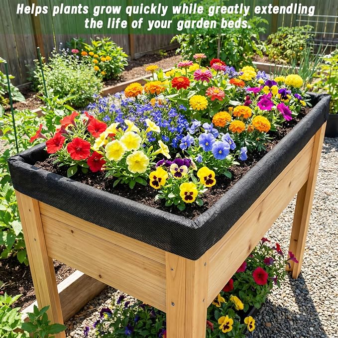 63*83IN Raised Garden Bed Liner, 2pcs Non Woven Fabric for Large Veg Trough, Cuttable Plant Liner Keeps Soil Contained & Water Drainage for Outdoor Planter Veg Trough