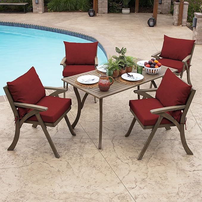 Arden Outdoor Cushion Pillow Back, 23 x 17, Rain-Proof, Fade Resistant Ruby Red Leala