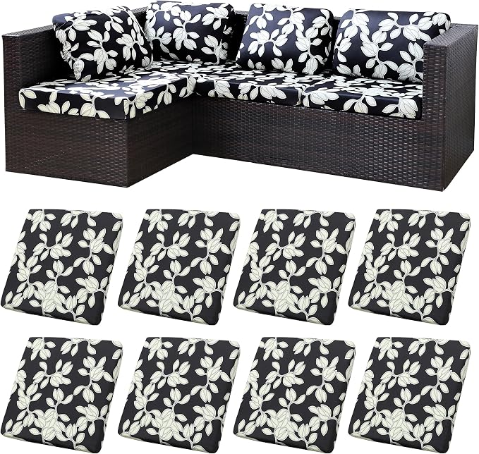 BIETYONE 8Pcs Stretch Patio Cushion Covers,Outdoor Couch Covers Replacement,Outdoor Couch & Sofa Slipcovers,for Patio Furniture Cushion Covers,Washable Reusable urniture Protector(Patch,8PCS)
