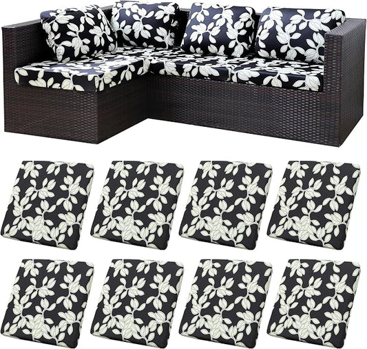 BIETYONE 8Pcs Stretch Patio Cushion Covers,Outdoor Couch Covers Replacement,Outdoor Couch & Sofa Slipcovers,for Patio Furniture Cushion Covers,Washable Reusable urniture Protector(Patch,8PCS)