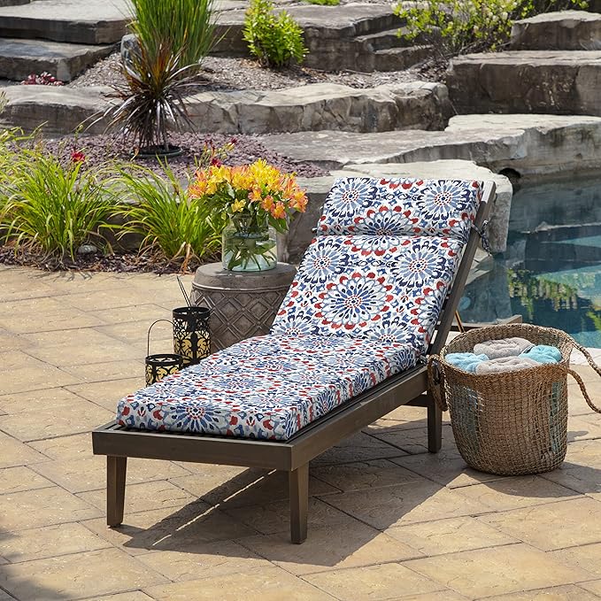 ARDEN Outdoor Chaise Cushion, 21 in x 72 in, Weather-Proof, Rain-Proof, Fade Resistant Patio Cushion for Chaise Lounger Clark Blue