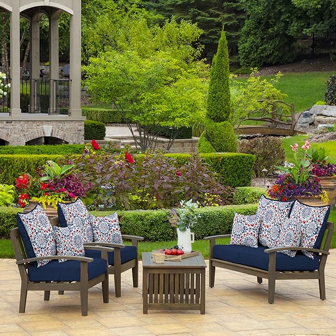 Arden Outdoor Toss Pillow, 2 Pack, 16 x 16, Rain-Proof, Fade Resistant Clark Blue