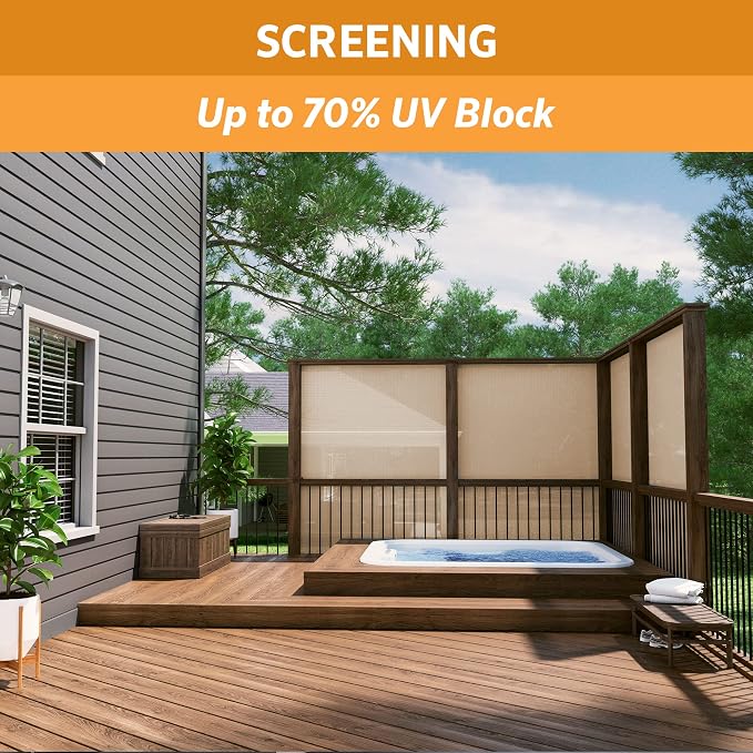 Coolaroo 70% UV Block Prvacy & Screening Fabric - Breathable Fence Cover for Patio, Balcony, Pool, and Play Area, Tear Resistant Windscreen, 6ftx100ft Roll, Sandstone