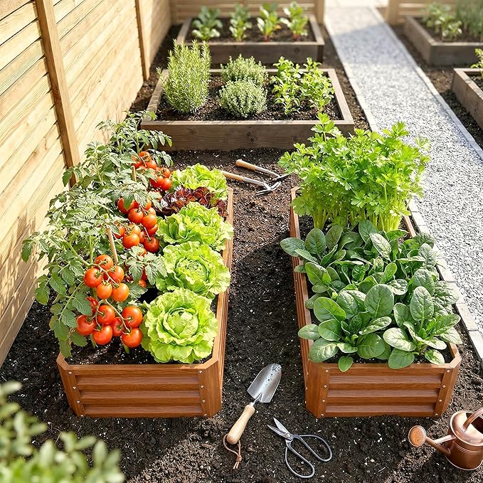 Outsunny Galvanized Raised Garden Bed, 4' x 2' x 1' Metal Planter Box, for Growing Vegetables, Flowers, Herbs, Succulents, Brown