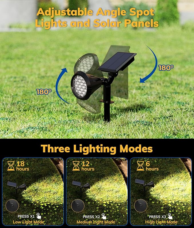 NBKLS Solar Spot Lights for Outside, 21 LED Outdoor Solar Lights for Yard, 4 Pack Solar Spotlights Waterproof Auto On/Off for Landscape, Wall, Garden, Pool, Tree, Pathway and Driveway(Warm White)